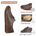 thumbnail image 2 of Men's Leather Loafers Casual Lightweight Flat Moccasins Outdoor Hiking Non-slip Driving Shoes Brown 6.5 US, 2 of 7