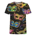 thumbnail image 5 of Mifsaly Mardi Gras T Shirts for Women Glitter Mask Print Short Sleeve Shirts Colorful Festival Party Tops Carnival Casual Loose Fit T-Shirts Spring Summer Outfits XL, 5 of 6
