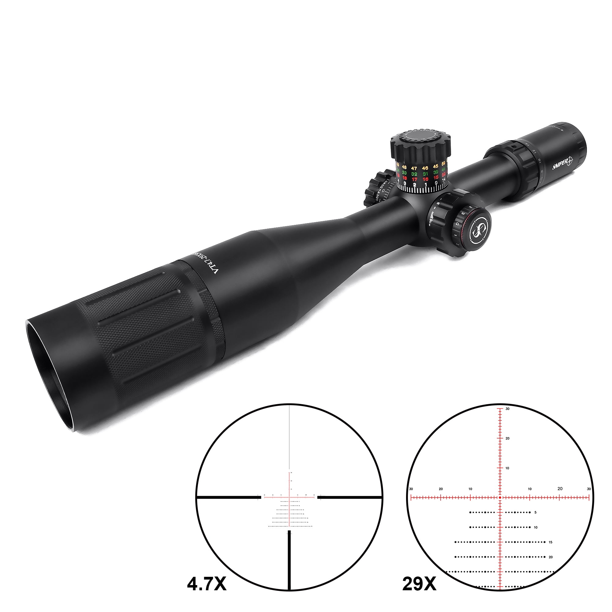 VT 4.7-29X56 FFP 35mm Tube First Focal Plane Rifle Scope, Side Parallax Adjustment Long Range Scope
