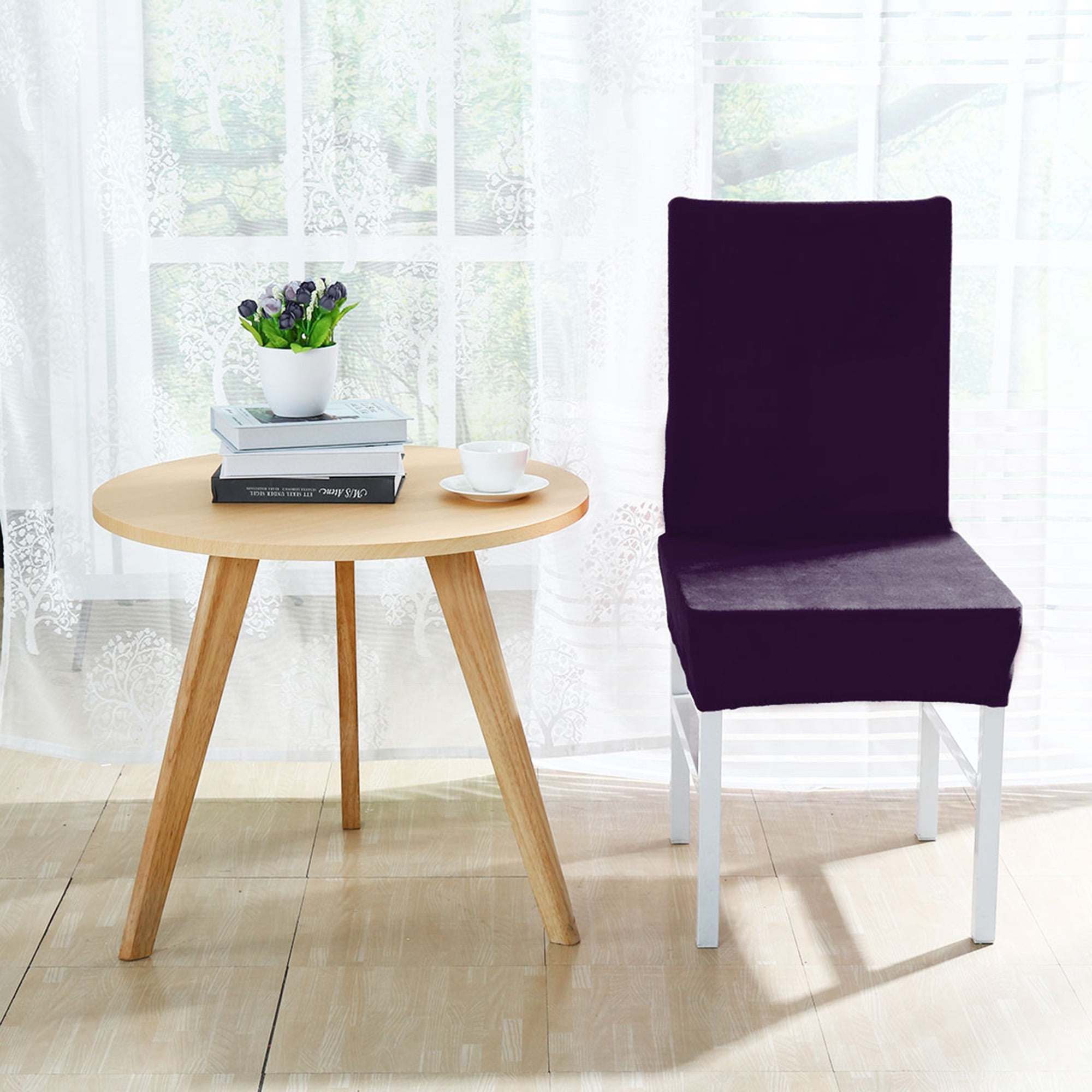 PiccoCasa 4Pcs Solid Bar Stool Slipcovers Kitchen Chair Protectors