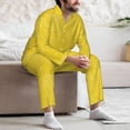 thumbnail image 6 of KLL Yellow Glitter Sleepwear Mens Flannel Pajamas,Long Cotton Pj Set, 6 of 7