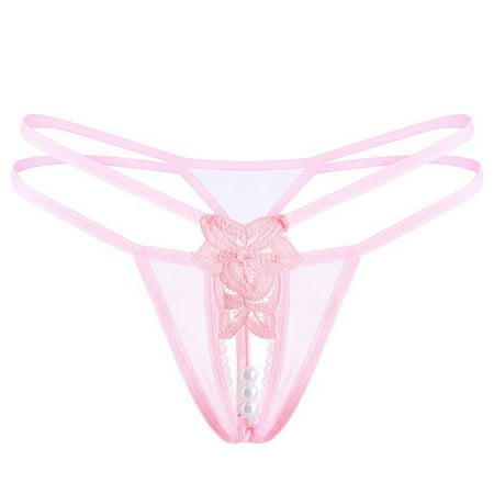 Yuhangmm Lingerie Women s Thong Feminine Pearl Massage Ladies Panties Slit T Pants Female Lingerie with Underwire