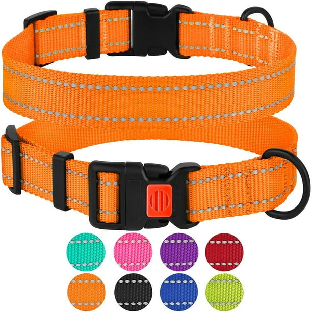 Reflective Dog Collar Safety Nylon Collars for Medium Dogs with Buckle