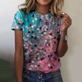 thumbnail image 2 of TSADFHJI Hauts pour Femmes Manches Longues Grande Taille Mode Col Rond Manches Courtes T-Shirts d'Été Blouse à Fleurs S, 2 of 5