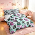 thumbnail image 2 of Manfei Christmas Cat Animals 7-Piece Twin Bedding,Traditional Snowflake Stripes Bedding Comforter Set,Green Gray,Christmas Reversible, 2 of 6