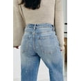 thumbnail image 3 of Women's Mist Blue Distressed Tummy Control Raw Hem Jeans for Casual Everyday Wear, 10, 3 of 5