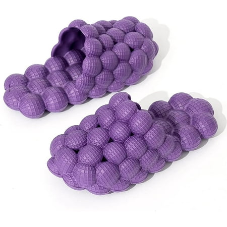 

Bubble Slides Slippers for Women Men Funny Massage Slippers Golf Ball Slides Cloud Cushion Thick Sole Spa Slides Non-slip Stress Relief Reflexology Sandals Shower Bedroom Slippers(Purple)