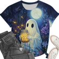 thumbnail image 4 of VKOYWKM Women's Halloween Tshirts Ghost Graphic Tees Casual Round Neck Loose Fit Party Top Spooky Print Short Sleeve T Shirts, 4 of 6