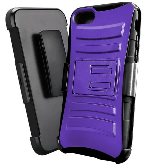 DALUX Hybrid Kickstand Holster Phone Case Compatible with Iphone SE (2020) / Iphone 8 / 7 / 6 - Purple