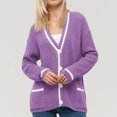 thumbnail image 4 of LEBONYARD Lightweight Winter Fall Cardigans for Women,Women's Casual Long Sleeved V-Neck Sweater Jacket Tops Purple S, 4 of 4