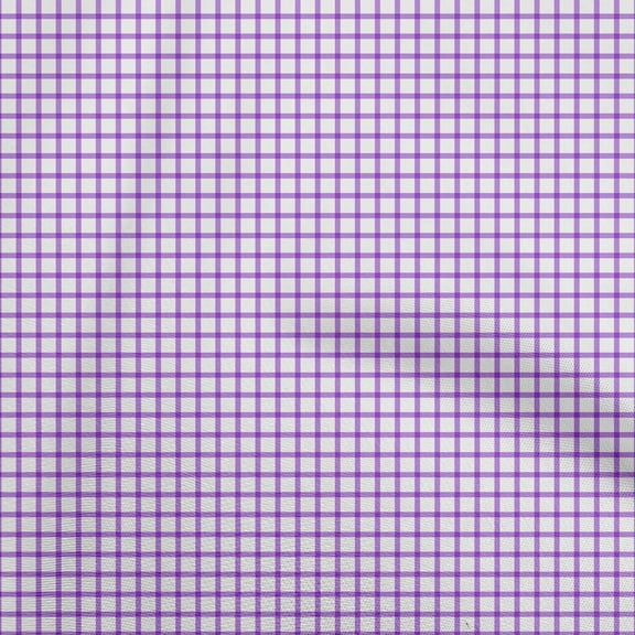 oneOone Polyester Spandex Purple Fabric Gingham Quilting Supplies Print Sewing Fabric By The Yard 56 Inch Wide