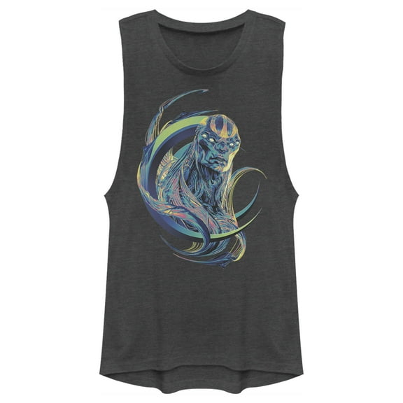 Junior's Marvel Eternals Kro Colorful  Festival Muscle Graphic Tee Charcoal Small