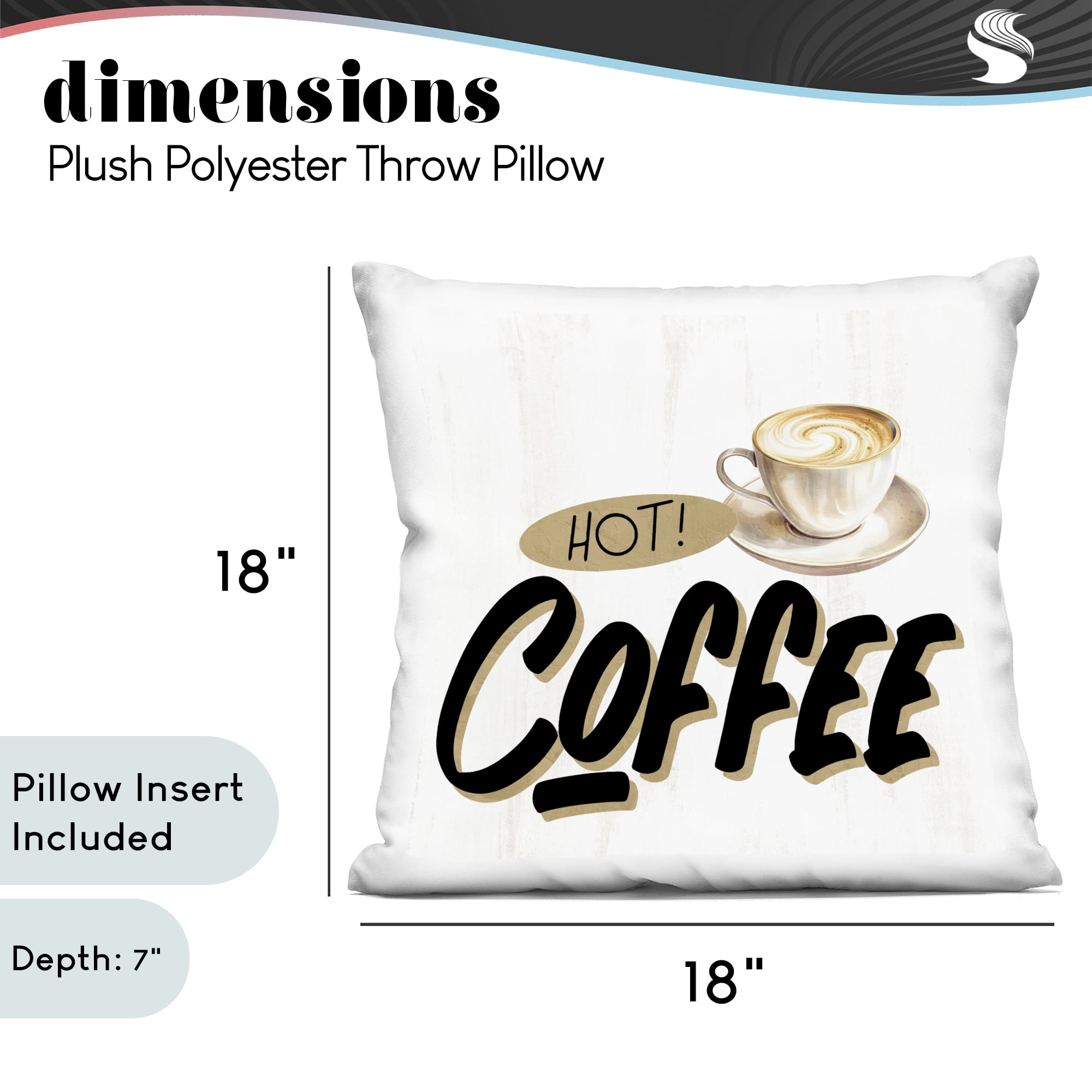 Stupell Industries Retro Fresh Hot Coffee Decorative Printed Throw Pillow, design by Kim Allen, 18 x 7 x 18