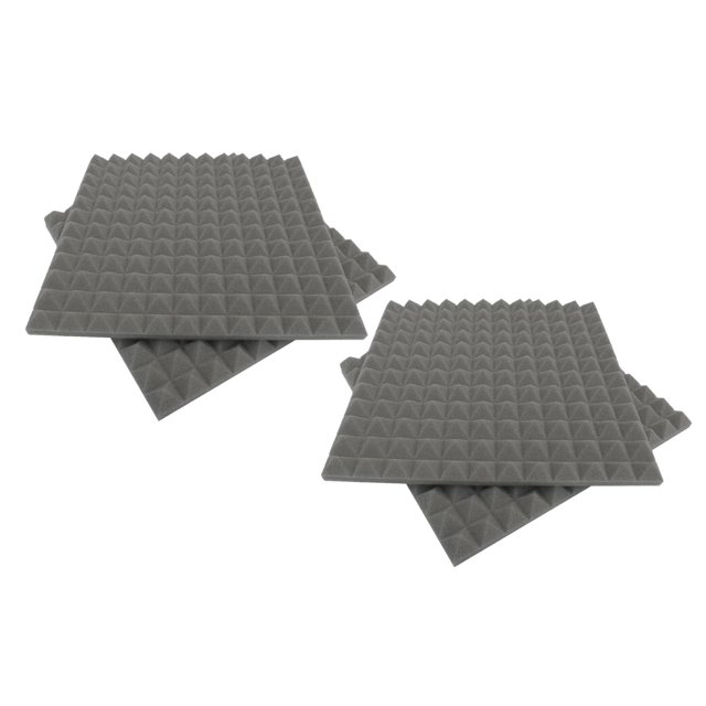 Juego de 4 paneles de espuma ústica, azulejos de de estudio de 11,8x11,8x1 ", paneles de pared de tratamiento de espuma ústica para estudio - Grey Gris Sunnimix espuma acústica