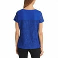 thumbnail image 2 of Calvin Klein Women's Short Sleeve Mesh Overlay Double Layer Tee Atlas Blue, 2 of 3
