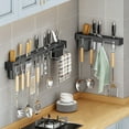 thumbnail image 1 of Uscallm 2Pcs Stainless Steel Knife Rack Wall Mounted Multifunctional Kitchen Tool Organizer Storage Rack For Household Kitchen Utensils Cutter Free Punching Wall Hanging, 1 of 8