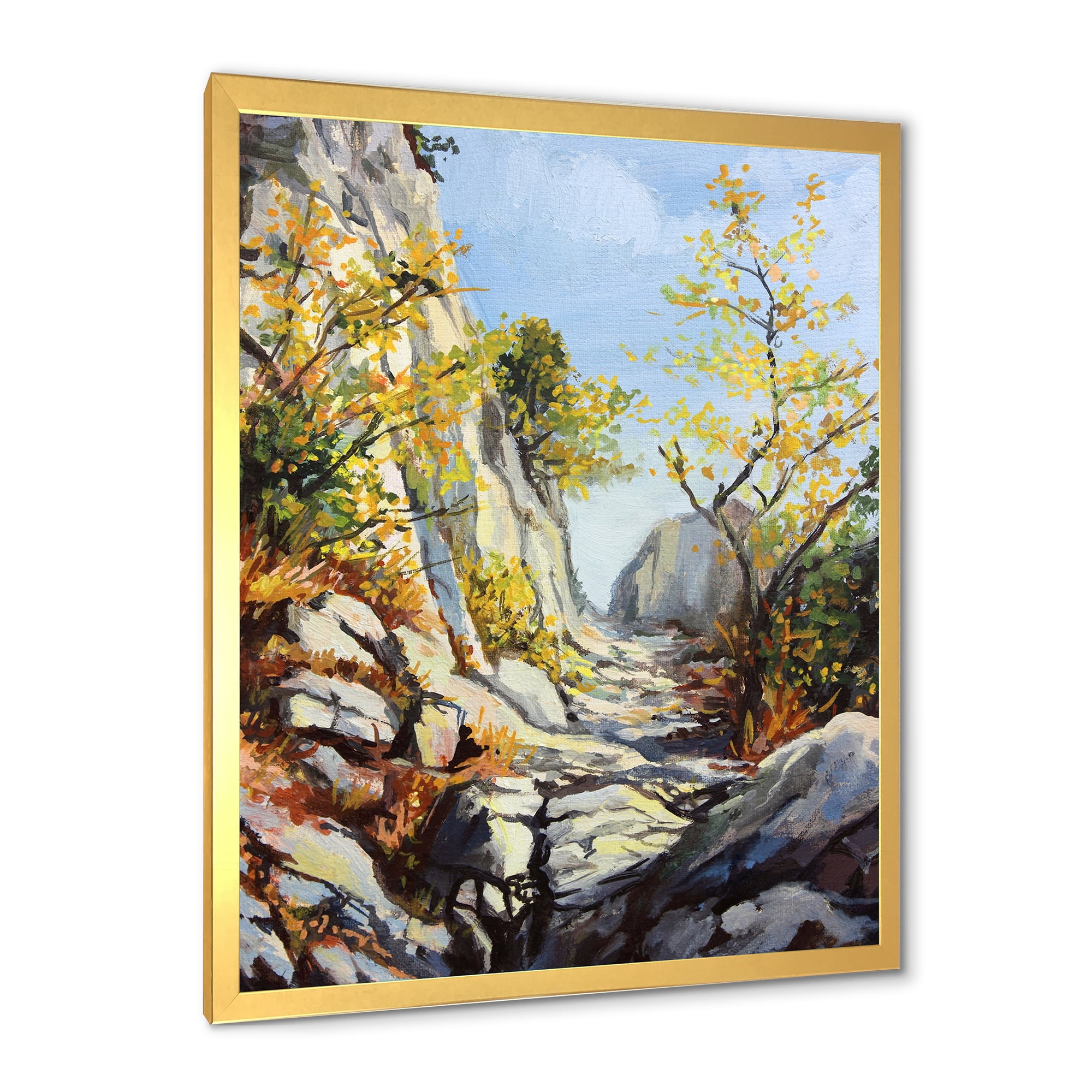 Designart 'Marble Path In Autumn Mountain' Traditional Framed Art Print