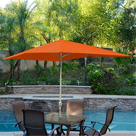 Jeco Aluminum Patio Market Umbrella Tilt w/ Crank - Grey Pole-Color:Orange,Size:6.5' X 10'