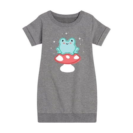 

Instant Message - Frog On Mushroom - Toddler And Youth Girls Fleece Dress