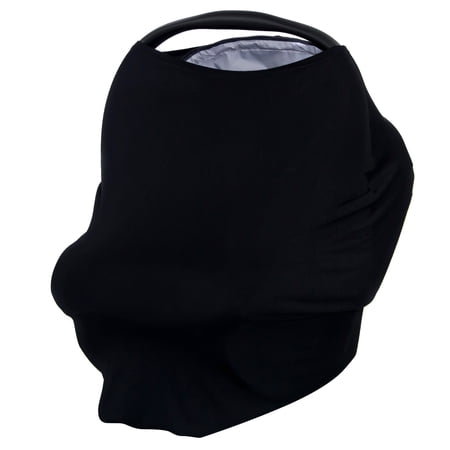 JLIKA Baby Car Seat Canopy Cover and Stretchy Nursing Cover - Black