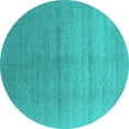 thumbnail image 1 of Ahgly Company Machine Washable Indoor Round Oriental Turquoise Blue Industrial Area Rugs, 4' Round, 1 of 4