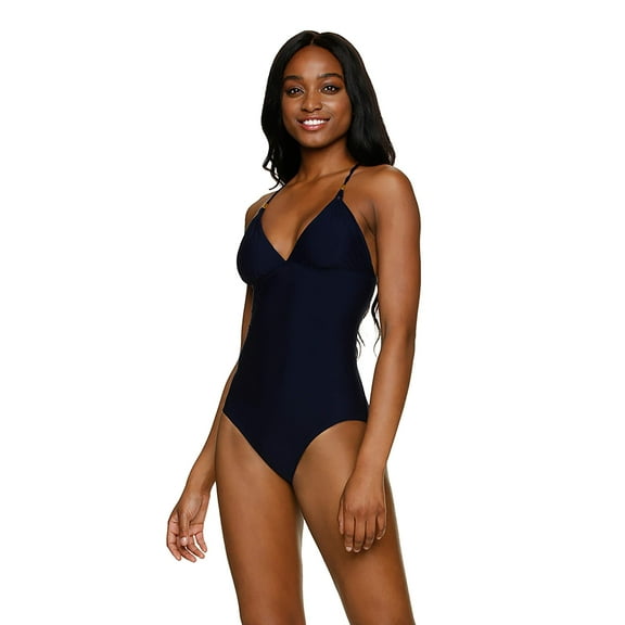 Helen Jon Lattice Back One-Piece Swimsuit for Women Black XL