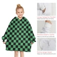 thumbnail image 6 of Green and Black Checkerboard Pattern Blanket Hoodies for Kids 6-13YR Oversize Wearable Blanket Hoodies for Boys Girls Teens, 6 of 7