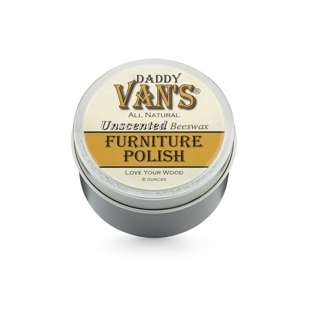 Daddy Van's All Natural Unscented Beeswax Furniture Polish. Chemical-free, Non-Toxic, Zero VOC Wood Wax. Nourishes, Conditions and Protects with a Beautiful Healthy