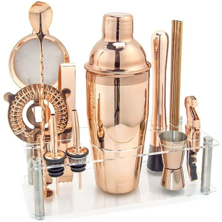 

Bar Set Cocktail Shaker Set with Stand Mixology Bartender kit Cocktail Kit Bar Tools Set for Drink Mixer Bar Cart Accessories for The Home Bar Set (Rose Gold)