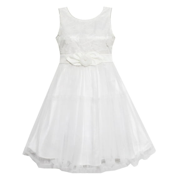 Girls Dress Shinning Sequins Tulle Layers Party Pageant White 6