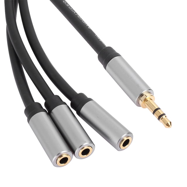 Cable divisor de audio, 3,5 mm/0,1 pulgadas 3 en 1 Cable de audio divisor Maleto Cable de audio hembra Altamente versátil