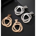 thumbnail image 4 of Clip on 1 3/4" matte gold swirl dangle earrings, 4 of 4