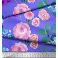thumbnail image 3 of Soimoi Tissu Popeline de Coton Imprimé Feuilles & Roses au Mètre 56 Pouces de Large, 3 of 3