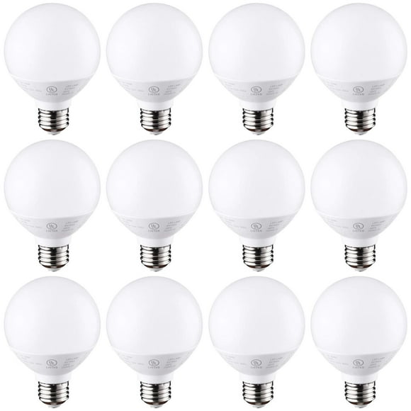 TORCHSTAR 12-Pack G25 LED Globe Bulb, Vanity Globe Light Bulbs for Bathroom Mirror, Dimmable 450LM, UL &amp; Energy Star Listed, 6W Equivalent 40W, E26 Base Round Frosted Dec