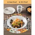 thumbnail image 3 of 15 Inch Round Placemats Set of 6, Orange Pumpkins Fall Non Slip Heat Insulation PP Table Mats, Thanksgiving Botanical Black Plaid Washable Place Mats for Kitchen Dining Party Table Decor, 3 of 7