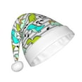 thumbnail image 2 of Fuzoiu Funny Dinosaurs on Stripes Print Santa Hat Christmas Hat for Adults,Santa Hats with Pompom, Unisex Xmas Holiday Hat for Christmas New Year Festive Party Supplies, 2 of 6