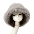thumbnail image 2 of Soumake Bucket Hat Oversized Fluffy Wide Brim Soft Thickened Ear Faux Fur Winter Thermal Women Fisherman Cap For Daily Life, 2 of 8