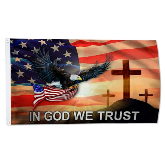 2but Eagle Cross American In God flag We Trust Faith Christians Jesus Christ US Flags Polyester 3x5 FT Indoor Outdoor Banner