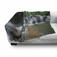thumbnail image 3 of Nature Soft Flannel Fleece Blanket, Waterfall at Forest in Tropical Environment Unusual Woodland Scenery, Cozy Plush for Indoor and Outdoor Use, 50" x 60", Forest Green Brown White, by Ambesonne, 3 of 6