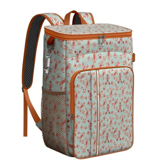 Sac à Dos Glacière à Imprimé Plage et Vie Marine, Sac Glacière Isolé et Étanche, Sac à Dos-Repas Imperméable pour Amateurs de Coquillages, Voyage, Pique-Nique