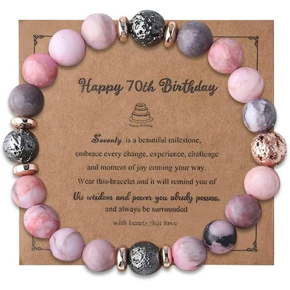 Happy 70th 80th Birthday Gifts for Women Female Natural Stone Charm Bracelet 70 80 Years Old Birthday Gift for Women