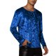 thumbnail image 4 of Camisas de terciopelo INSPIRE CHIC para hombres, camiseta clásica de cuello redondo de manga larga, 2XL, azul real, 4 of 5