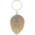 thumbnail image 2 of Bolso de mano redondo con borlas para mujer, bolso de noche, bandolera con diamantes de imitación, para boda, cóctel o fiesta, 2 of 5