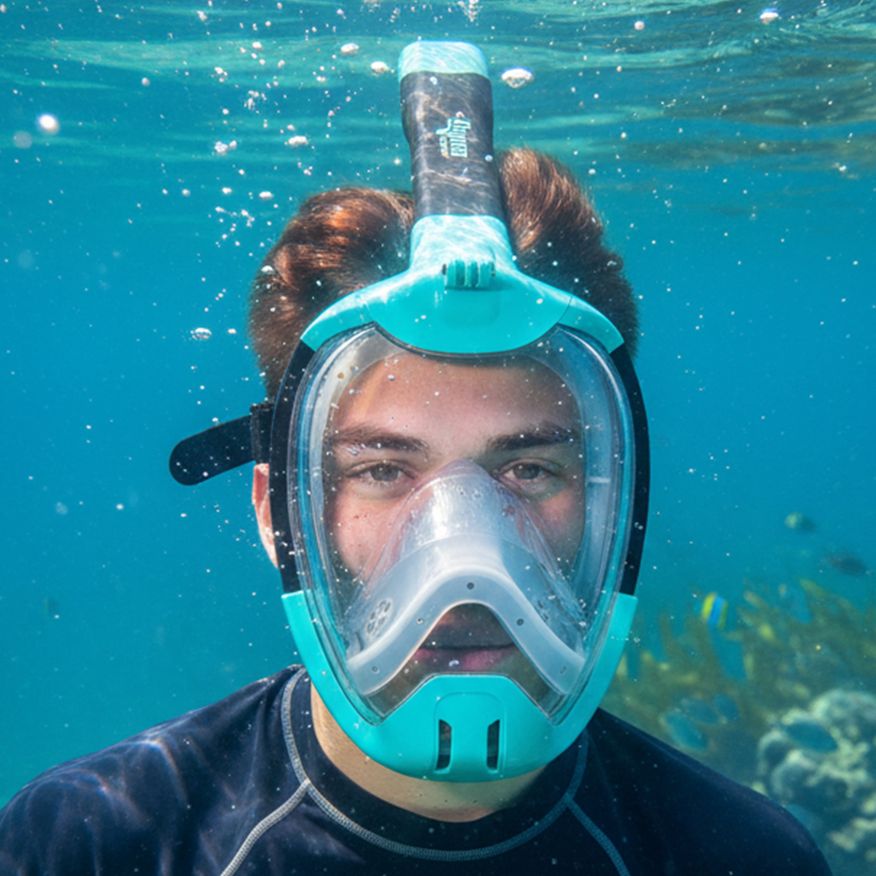 Aqua Dolfino Full Face Mask for Snorkeling, Teal, Small/Medium, Ages 12+