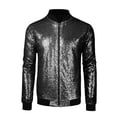 thumbnail image 5 of INSPIRE CHIC Men's Jackets Long Sleeve Zipper Glitter Bomber Jacket Coats L Black, 5 of 6
