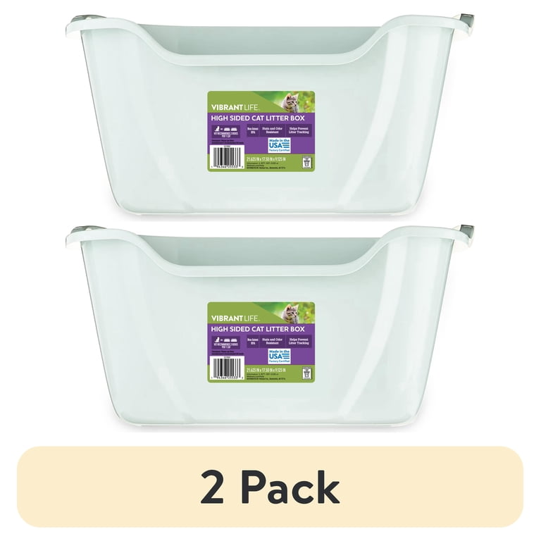 Vibrant Life High-Sided Open Cat Litter Box, XL, Green (2-Pack) photo 1