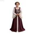 thumbnail image 2 of Liyamei Girls Medieval Court Dress Long Sleeve Off Shoulder Stage Performance Gown 3-10Y, 2 of 5