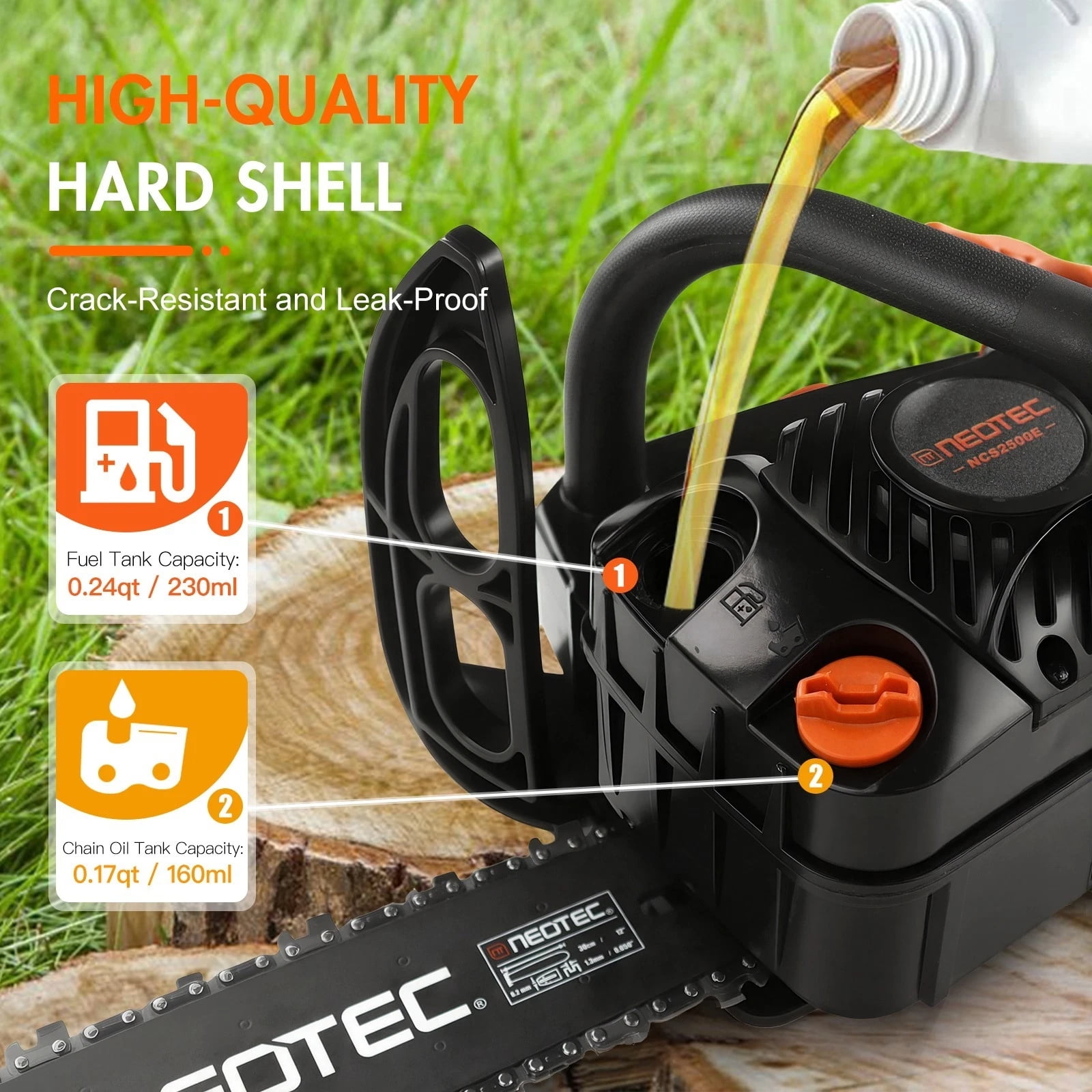 25.4CC Gas Chainsaw, 12 Inch Power Chainsaw, 2-Cycle Handed Petrol Chainsaws for Tree Cutting, Gardens and Farms