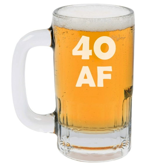 12oz Beer Mug Stein Glass 40 AF 40th Birthday Funny