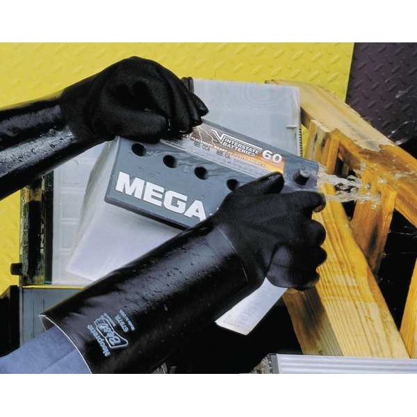 SHOWA 6784R Rough Grip 14" Neoprene Gloves - Size Large, Acid Resistant - Dozen